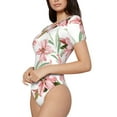 thumbnail image 2 of Balery Lilies Flowers Women's Short Sleevee Crew Neck Bodysuit Tops Short Sleeve Tops Basic-, 2 of 9