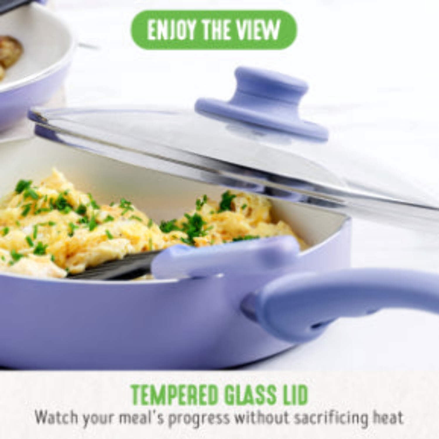 GreenLife 16 Piece Nonstick Cookware Set, Soft Grip Non-Toxic, Dishwasher Safe, Periwinkle