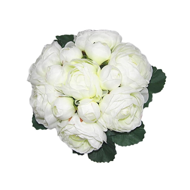 1 ramo artificiales de de seda artificial de 13 cabezas Decoración de boda de novia Floral Blanco Baoblaze Ramo de flores artificiales