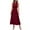 Wine, variant on ICHUANYI Women's Crew Neck Casual Sleeveless Solid Waisted Ruched Slimming Dresses With Belt Spring Summer Clothing