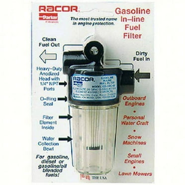 Racor 10 Micron in-Line Gasoline Fuel Filter, 250gph