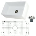 thumbnail image 6 of Gourmetier KGKFA301810BC Arcticstone 30-Inch Solid Surface White Stone Apron-Front Single Bowl Farmhouse Kitchen Sink with Strainer and Grid in Matte White/Brushed, 6 of 7