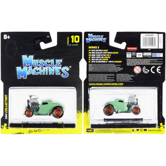 1933 Ford 3W Coupe Light Green 1/64 Diecast Model Car by Muscle Machines