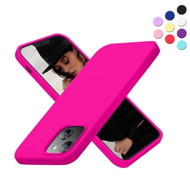 Entronix Funda de Silicona para iPhone 13, Suave Al Tacto, Antiarañazos y Antigolpes, Color Rosa Intenso