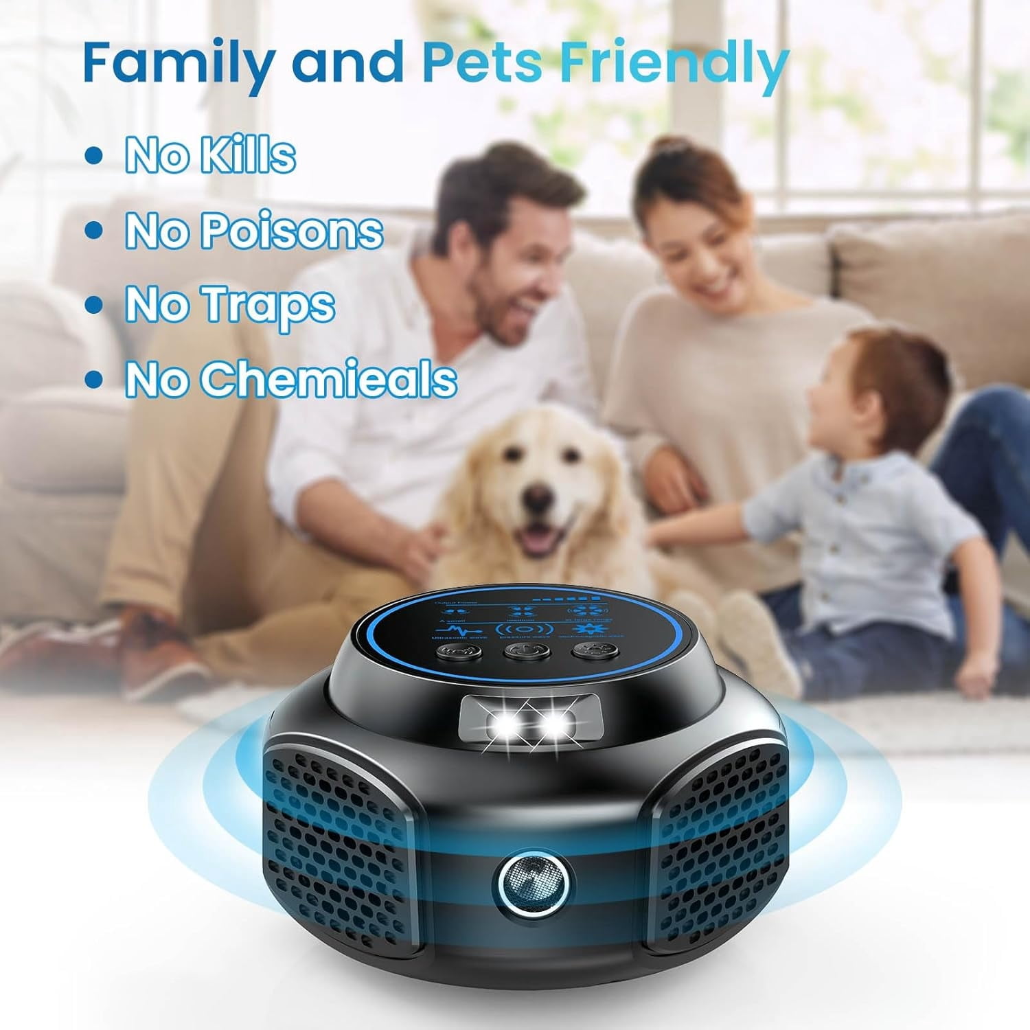 Ultrasonic Pest Repeller Plug in Indoor Mouse Traps for Home, Mouse Repelent Ultrasonic Device, Rodent Repeller Ultrasonic Plug in Pest Control for Rat Mice Squirrel Roach Spider Bugs Insect, Black