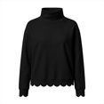 thumbnail image 3 of Womens Oversized Crewneck Sweatshirts,Scalloped Casual Pullover Tops,Long Sleeve,Comfort Soft Cute Sweater,Relaxed Loose Fit,Lightweight Loungewear,Athletic Daily 2026 Trendy Fall Outfits Black, 3 of 5
