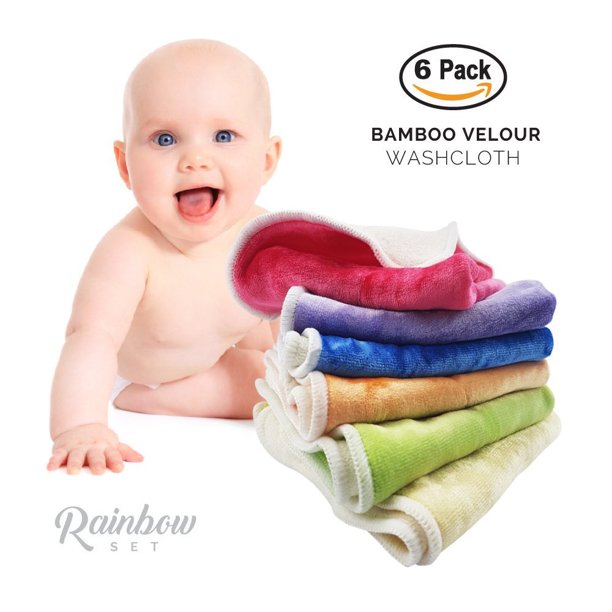 Baby Tooshy Bamboo and Cotton Velour Soft and Organic Baby Washcloths