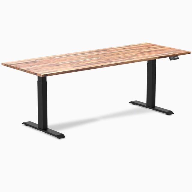 Desky Dual Softwood Sit Stand Desk - Acacia / 72 x 30 Inches / Matte Black