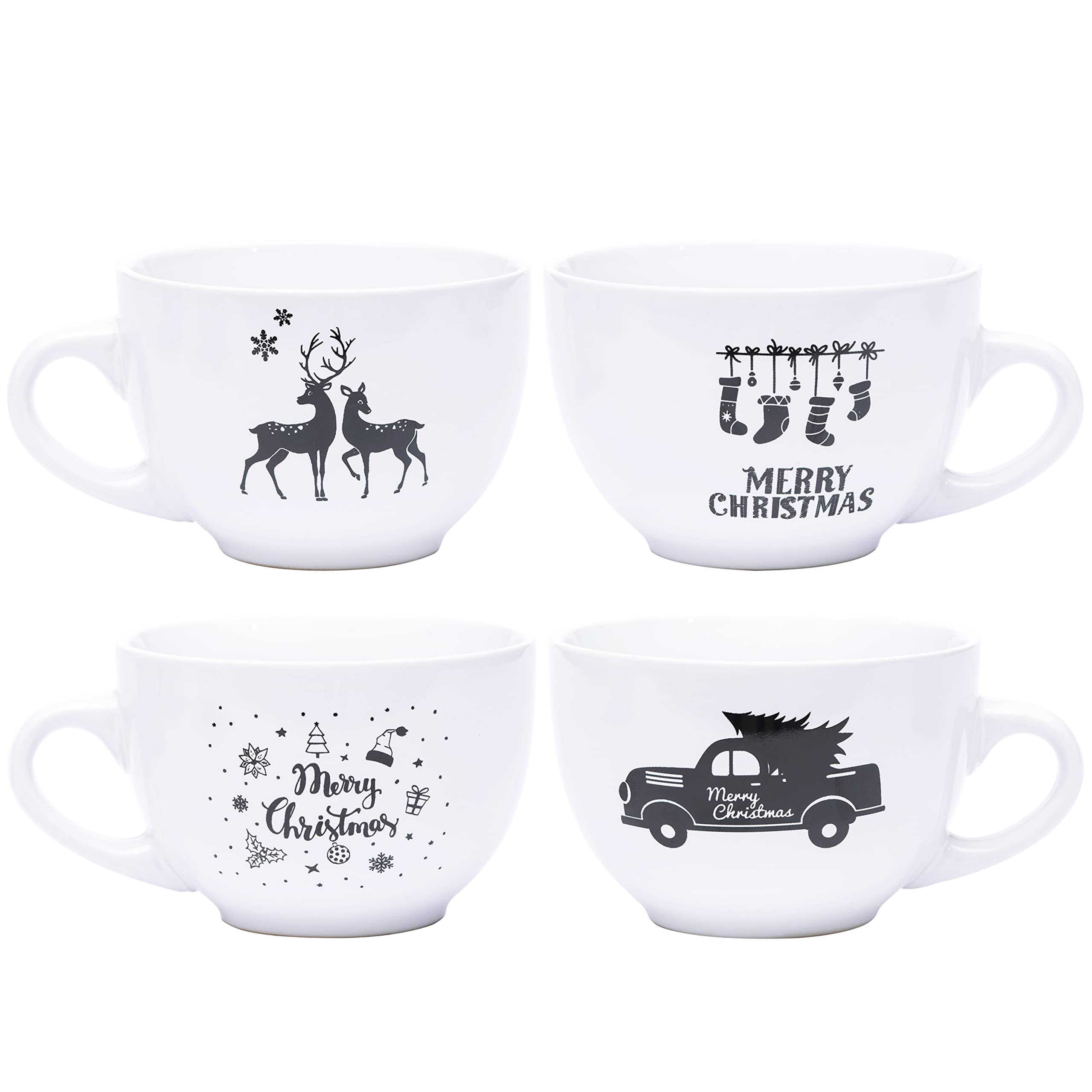 Jumbo Coffee And Cereal Set Of 4 Jumbo Mugs 24 Ounce Multi Purpose Wide ...