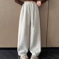 thumbnail image 4 of NIEWTR Girls Oversized Sweatpants Wide Leg Loose Fit Lounge Pants High Waisted Elastic Drawstring Comfortable Casual Joggers（Light Gray,12-13 Years), 4 of 7