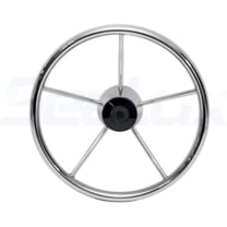 SeaLux 15-1/2 Inch - 10 Degree Dish 5-Spoke Destroyer Style Stainless Boat Steering Wheel -