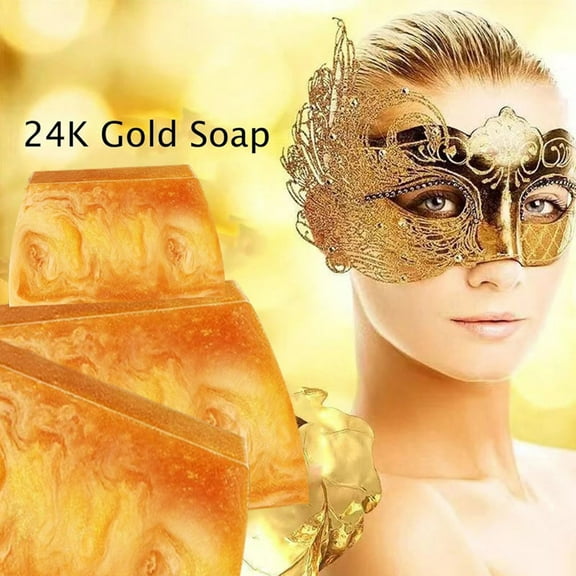 SDJMa Gold 24K Essential Oil Soap,100G Handmade Organic Moisturizing Cleaning Bar for Body and Face, Skin Brightening Scented Bath Soap with Blistering