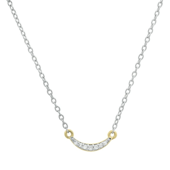 Dazzlingrock Collection Round White Diamond Graduating Curved Bar Pendant for Women with 18 Inch Silver Chain (0.06 ct. Color I-J, Clarity I2-I3) in 10K Yellow Gold