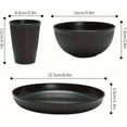 thumbnail image 5 of Dinnerware Set for 6, 18 piece Lightweight Unbreakable Dinnerware Set，23cm Plates, 15cm Bowls, Cups, Kitchen Plates and Bowls Set（Black）, 5 of 7