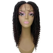 LUXLUXE Angel Curly Locs 20 in Long 4X4 Hand Tied Lace Braid Braided Wig, Beauty Heat Resistant Fiber, Deep Red and Black Blend Color
