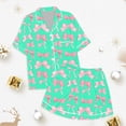 thumbnail image 4 of NAFUU Girls 2 Piece Outfits Summer Bow Tie Print Short Sleeve Lapel Shirts With Pocket And Shorts Comfortable Breathable Sleep Set Outfits For Girls 6-7 Years, 4 of 4