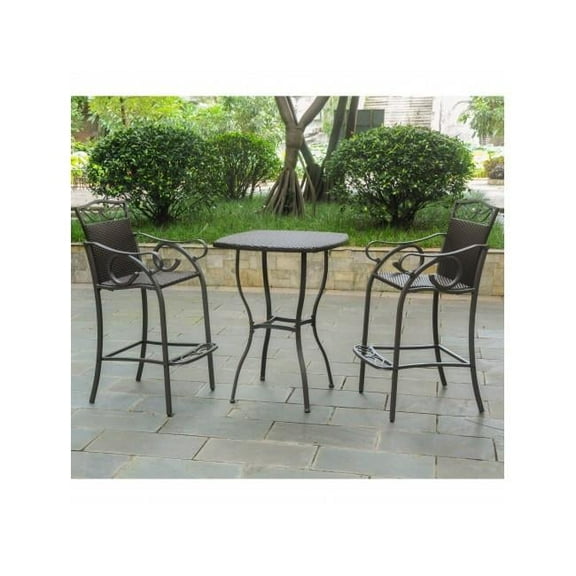 Valencia Resin Wicker & Steel Bar Height Bistro Group - Chocolate - Set of 3