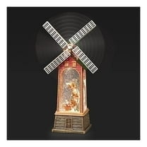 Roman Lighted Swirl Windmill Santa and Sleigh Figurine, 11.2-inch Height, Christmas Decoration