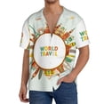 thumbnail image 3 of Vsdgher World Travel3 Print Men's Wrinkle Free Untucked Cuban Shirt Business Casual Button Down Shirts Short Sleeve Shirt, 3 of 7