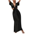 thumbnail image 1 of Mrat Womens Dresses Spring Mode Femmes Robe Longue Décontractée à Manches Courtes Robes Mignonnes S-998 Noir m, 1 of 8