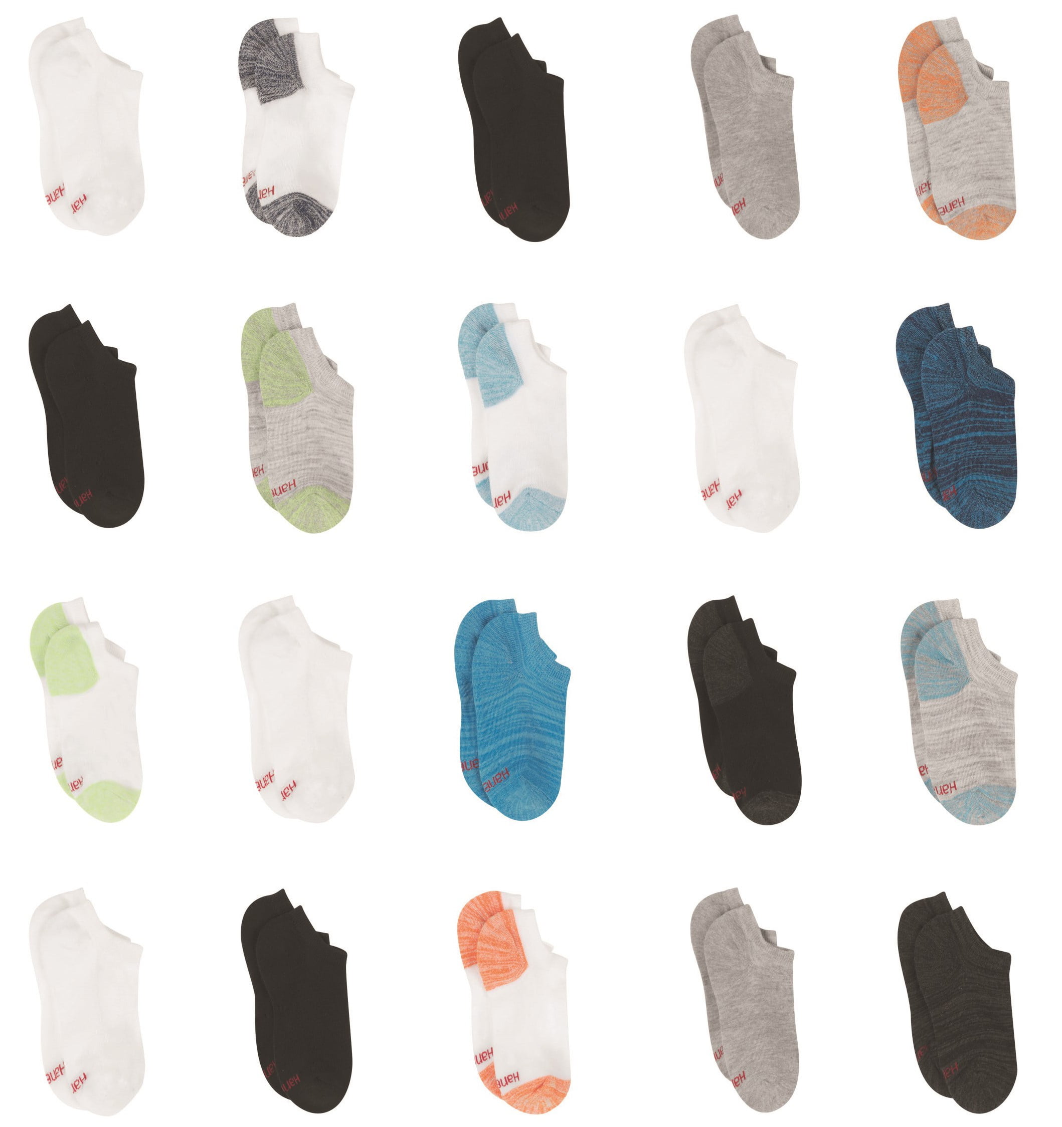 Hanes Boys' Socks, 20 Pack Super No Show Super Value Socks