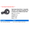 thumbnail image 2 of Right Engine Shock Mount - Compatible with 2014 - 2015 Nissan Pathfinder 2.5L 4-Cylinder FULL HYBRID EV-GAS FHEV, 2 of 2