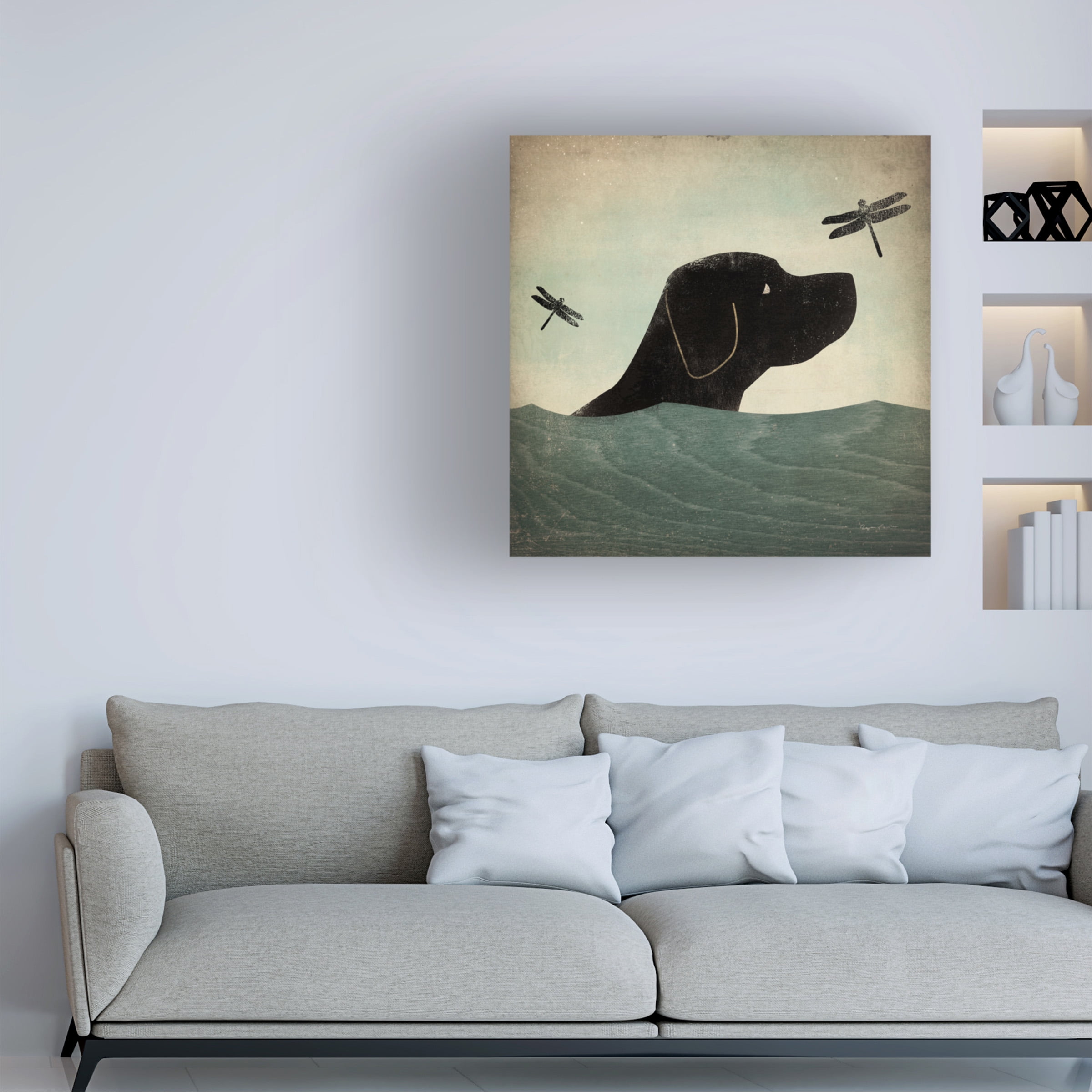 Trademark Fine Art 'Black Dog Swim' Canvas Art by Ryan Fowler
