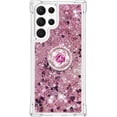 thumbnail image 2 of Phone Case for Samsung Galaxy S23 Ultra, Shockproof Clear Quicksand Glitter Flowing Liquid with Bling Diamond Ring Stand,Cute Women Girls Case for Galaxy S23 Ultra 6.8'' LS - Rose Gold, 2 of 7