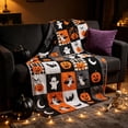 thumbnail image 6 of QISIWOLE Halloween Grid Pumpkin Cat Bat Ghost Crescent Moon Blanket, 51x40in Blanket for Couch Sofa Bed Camping, Ideal Gift for Kids Adults, 6 of 6