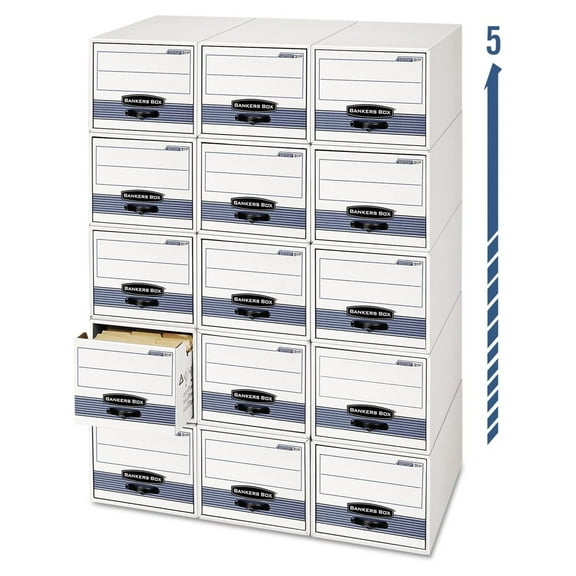 STOR/DRAWER STEEL PLUS Files, Letter Size, 12-1/2x10-3/8x23-1/4, White, 6/Carton (FEL00311) Category: Filing Boxes White/Blue