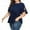 Blue, variant on Women's Solid Plus Size Short Sleeve Shirt Belted Knot Blouse Tops Casual V-Neck Tops Black XXXXXL