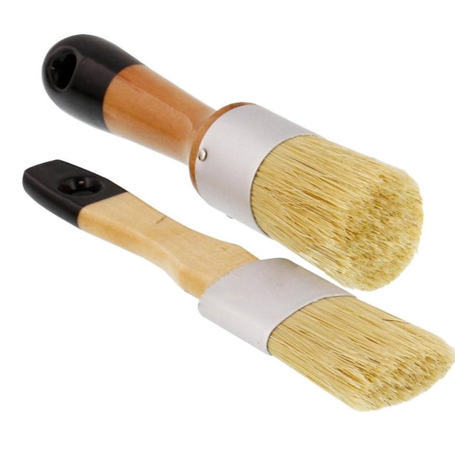 Wisewang 2pcs/set Complete Furniture Paint Brush Set For Wood Projects Chalk Paint For Furniture Wax Brush B