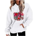 thumbnail image 2 of 2024 New Women's Sweatshirts on Clearance Womens Fashion Casual Valentines Day Printing Long Sleeve Tops Hoodie Sweatshirts Women Apparel, White S, 2 of 5