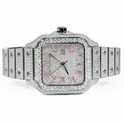 Womens 37MM VS Moissanite Diamond Watch Pink Dial Automatic