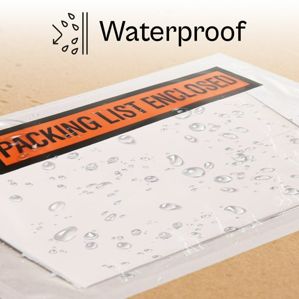 1000 Pack Packing List Envelopes Self Adhesive 4.5 x 6 Shipping Label Sleeves Tear Proof Clear Envelope Pouch Side Load Packing Slips Water Proof