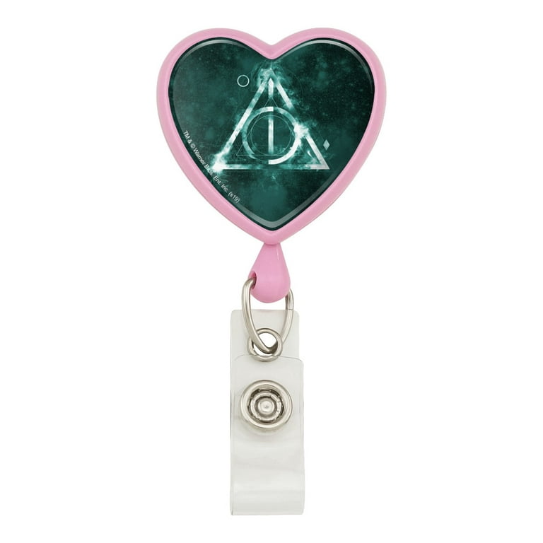 Harry Potter Deathly Hallows Logo Heart Lanyard Retractable Reel Badge ID  Card Holder