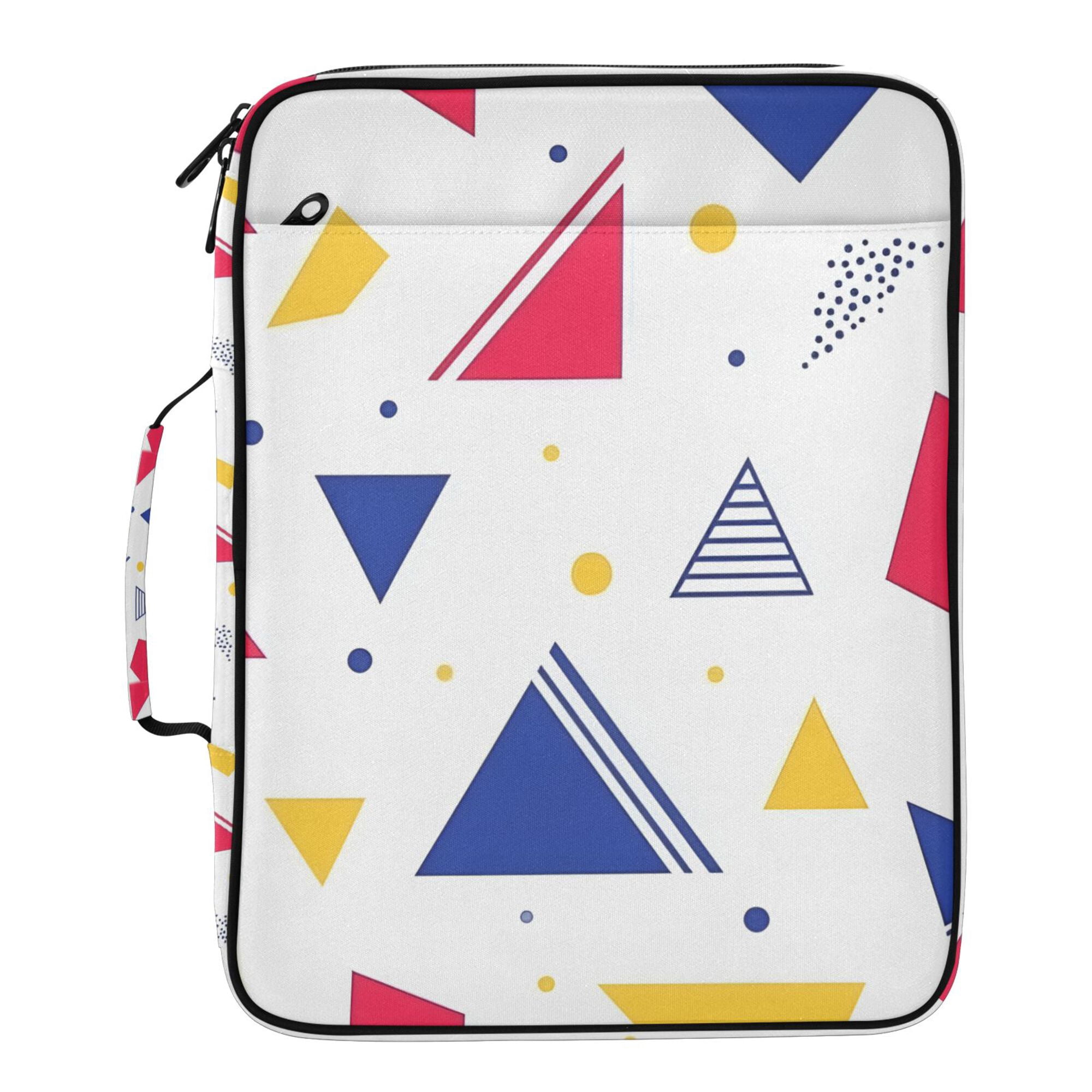 FORMRS Accordion File Folder A4 Size 7-Pocket Expanding Document Organizer Bag with 3 Ring Binder, Simple Triangles