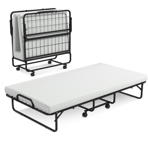 Twin Size Metal Folding Bed with Memory Foam Mattress