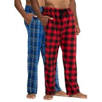DEVOPS Men's Buffalo Plaid Plush Fleece Pajama Pants Sleepwear (2X-Large, Blue/Red)