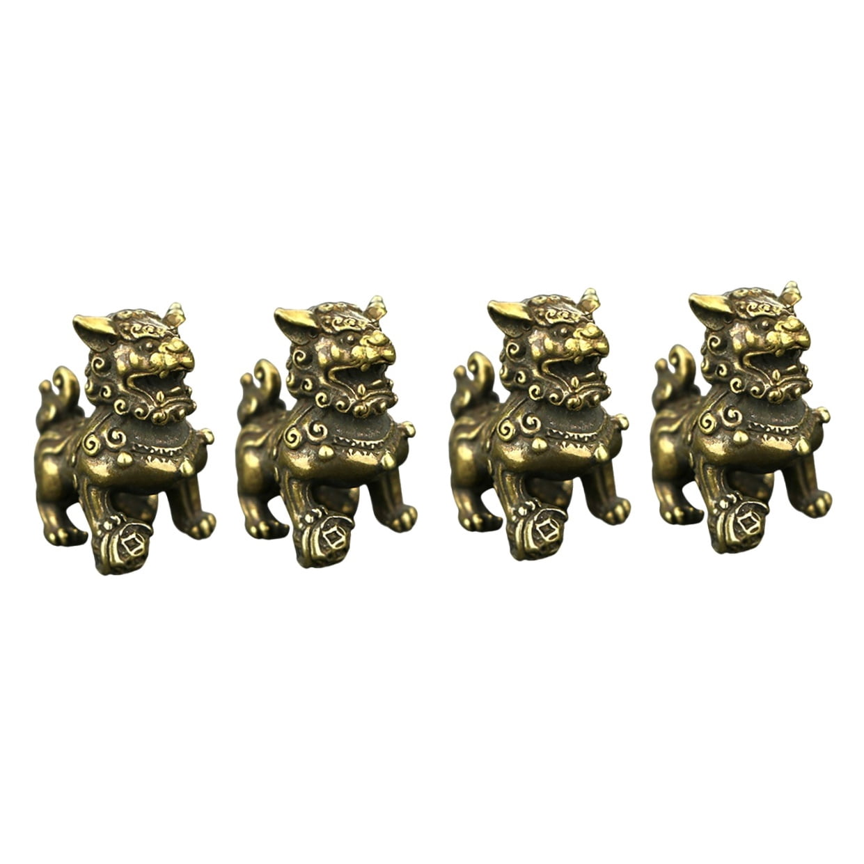 2 Pack Pure Copper Lion Ornament Miniature Statue Decor Office