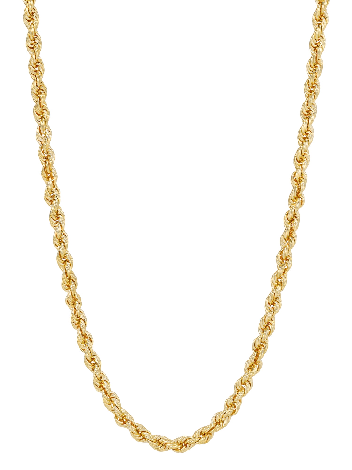 Brilliance Fine Jewelry Sterling Silver 1/20 10K Yellow Gold 3.30MM Rope Necklace, 24"