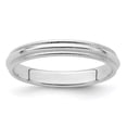 thumbnail image 4 of 925 Sterling Silver Rhodium-plated 3mm Half Round Milgrain Band Ring Size 10.5, 4 of 6