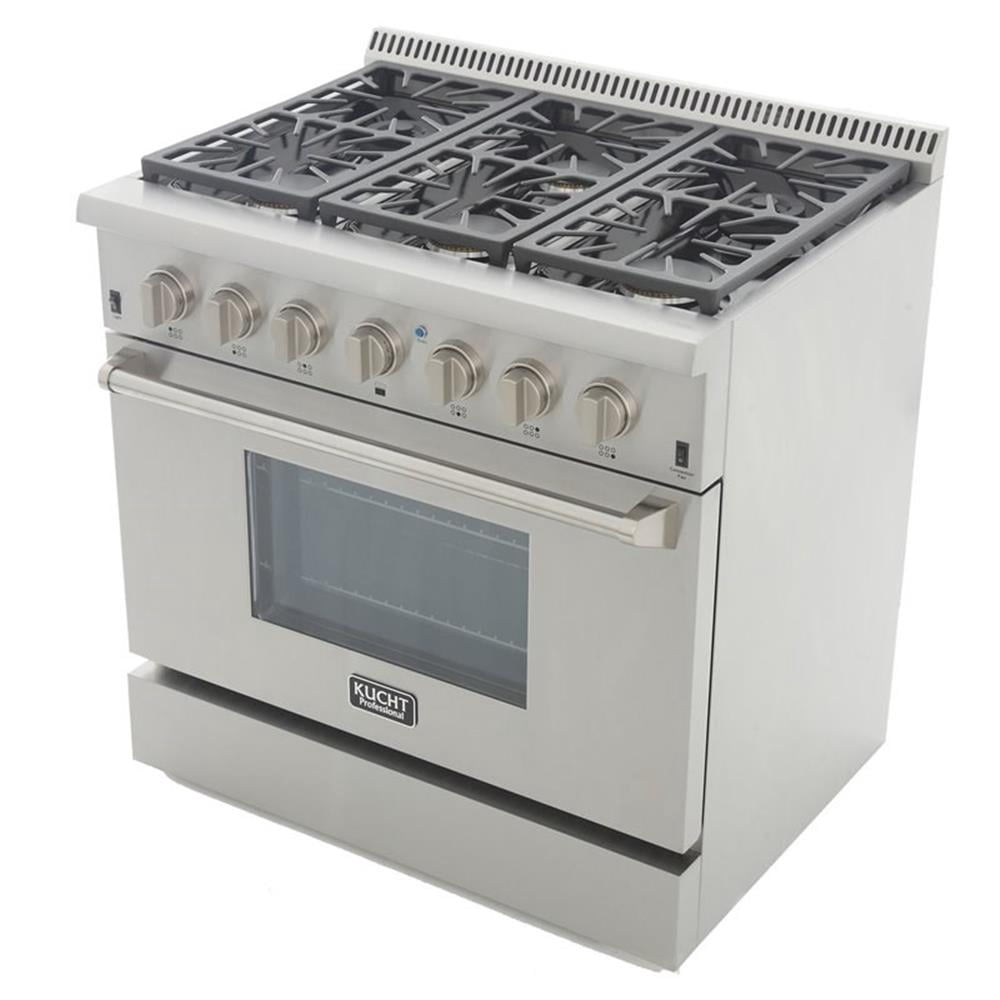 Pemberly Row 36" Dual Fuel Propane Gas Range with Knobs in Silver