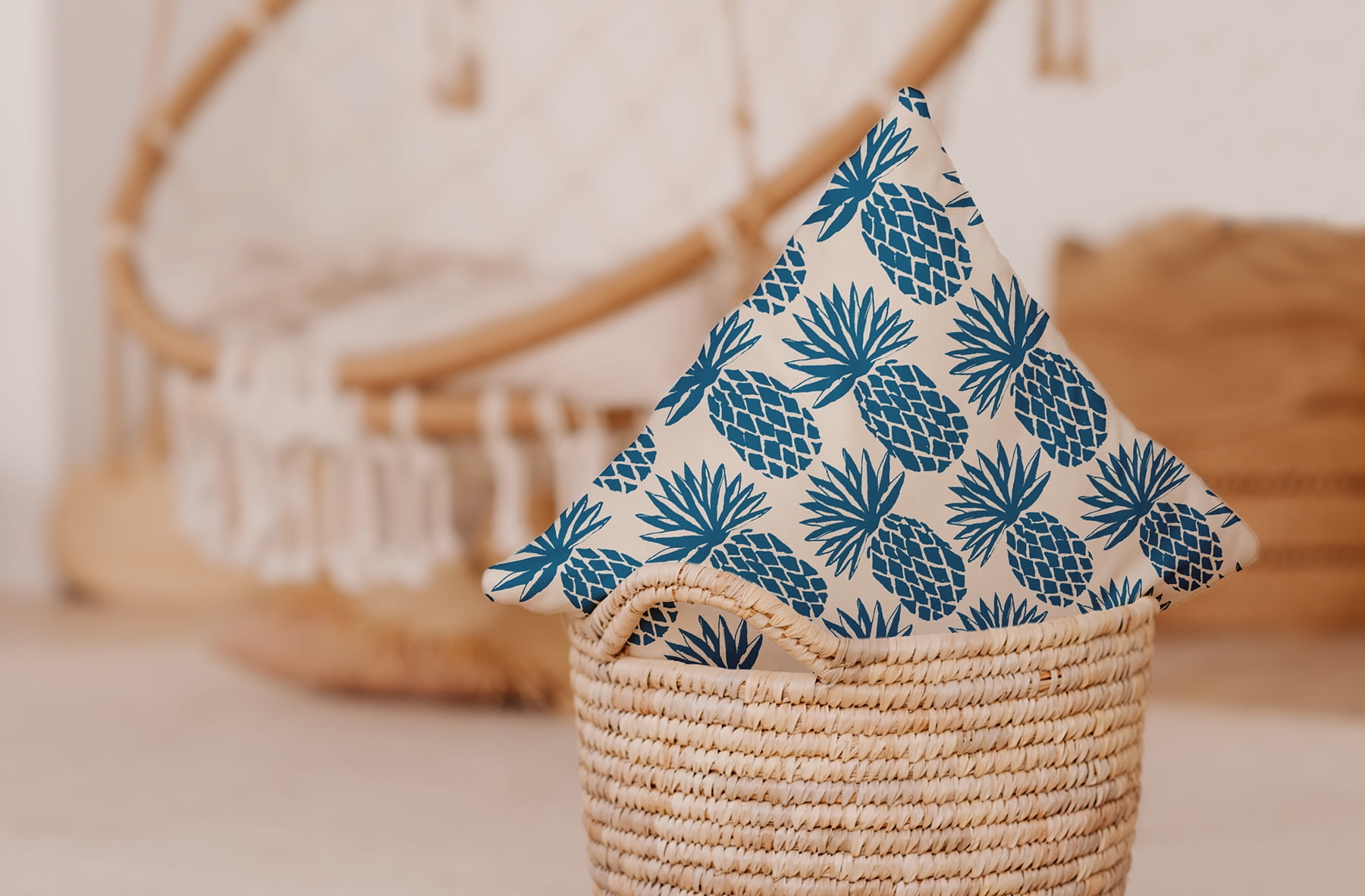 Simply Daisy 18" x 18" Pineapple Stripes Decorative Throw Pillow, Autumn Blue
