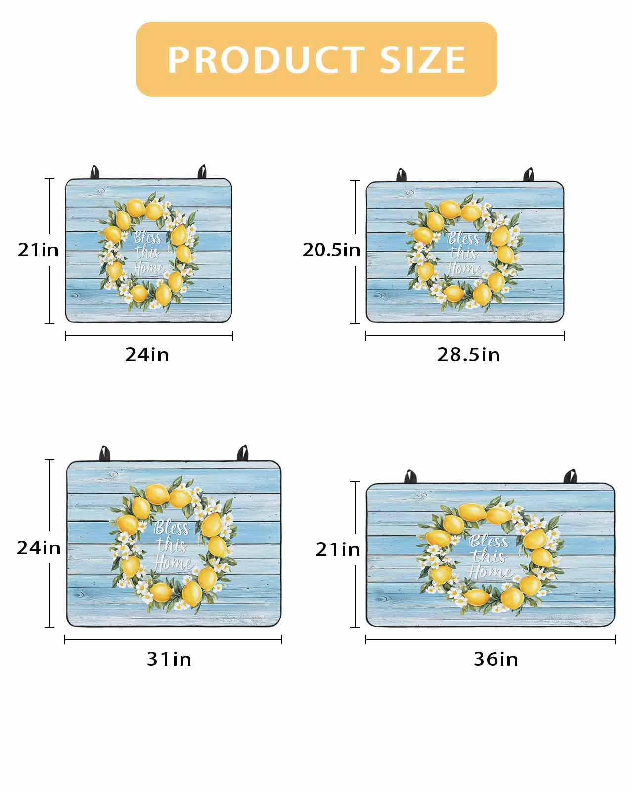 nqOlkjepod Large Induction Cooktop Protector Mat 36"x21", Lemon Wreath Stove Top Covers for Electric Stove, Farmhouse Blue Wooden Floral Decorative Stove Burner Cover Mats, Glass Top Stove Cover