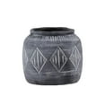 thumbnail image 1 of Benjara BM208725 Round Cement Pot with Banded Rim Mouth & Diamond Pattern, Gray - Medium, 1 of 1
