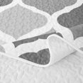 thumbnail image 5 of Castle Fairy Minimalist Geometric Quatrefoil Bed Spread Queen 3pcs,Geometric Grid Motif Queen Coverlet Set,Black Gray White,1 Quilt and 2 Pillowcases, 5 of 7