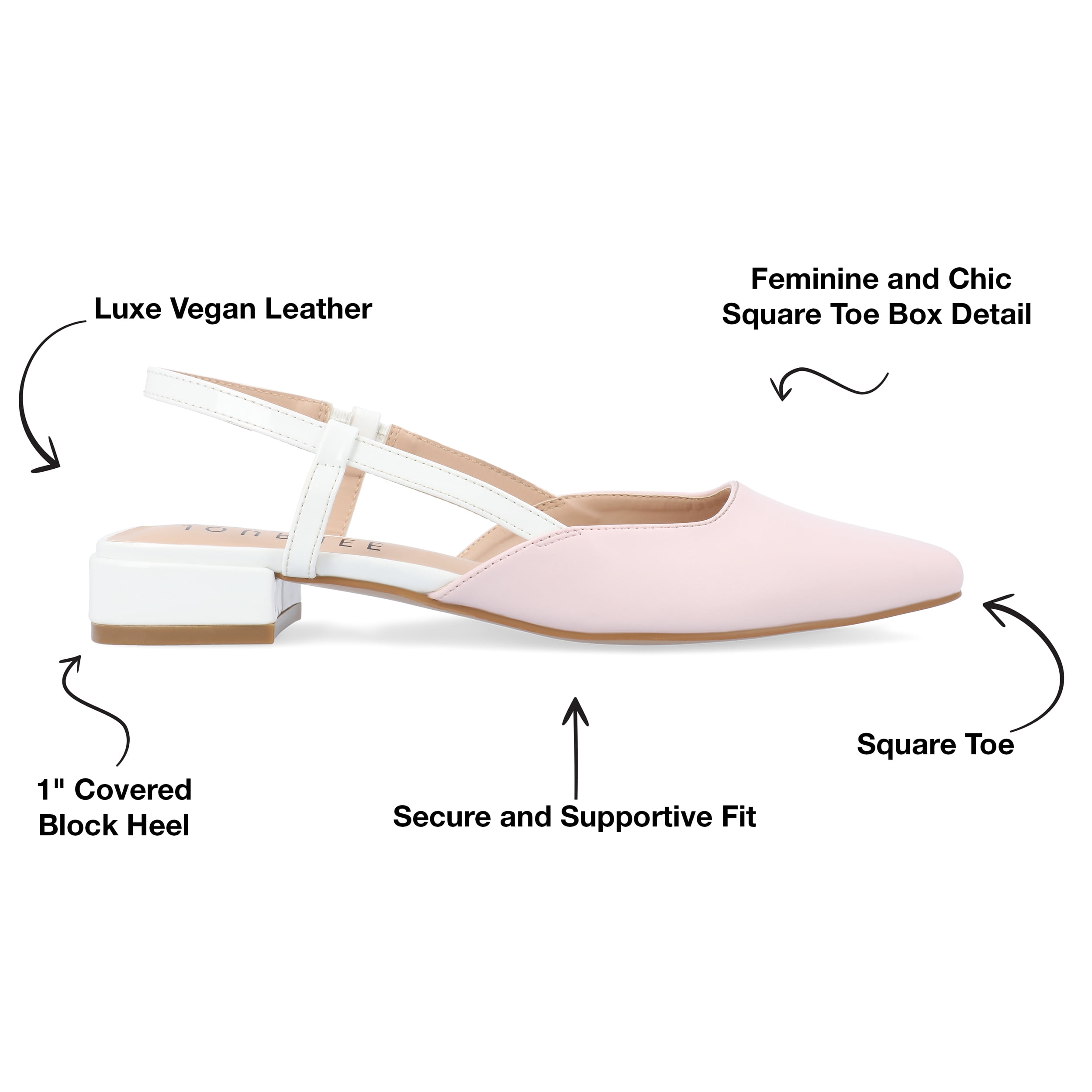 Journee Womens Paislee Sling Back Block Heel Square Toe Flats