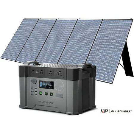 

ALLPOWERS 2000 Watts Portable Power Station with 400 Watts Foldable Solar Panel Kit 1500Wh Capacity Portable Solar Generator for Outdoor Camping Home Backup Power Outage 【Shipping Separately】