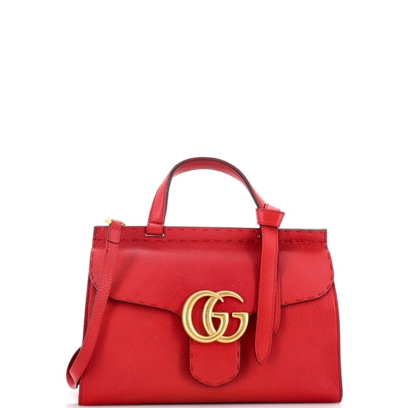 Pre-Owned GG Marmont Top Handle Bag Leather Small By Rebag